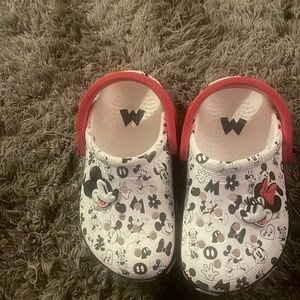 Mickey & Minnie crocs worn twice